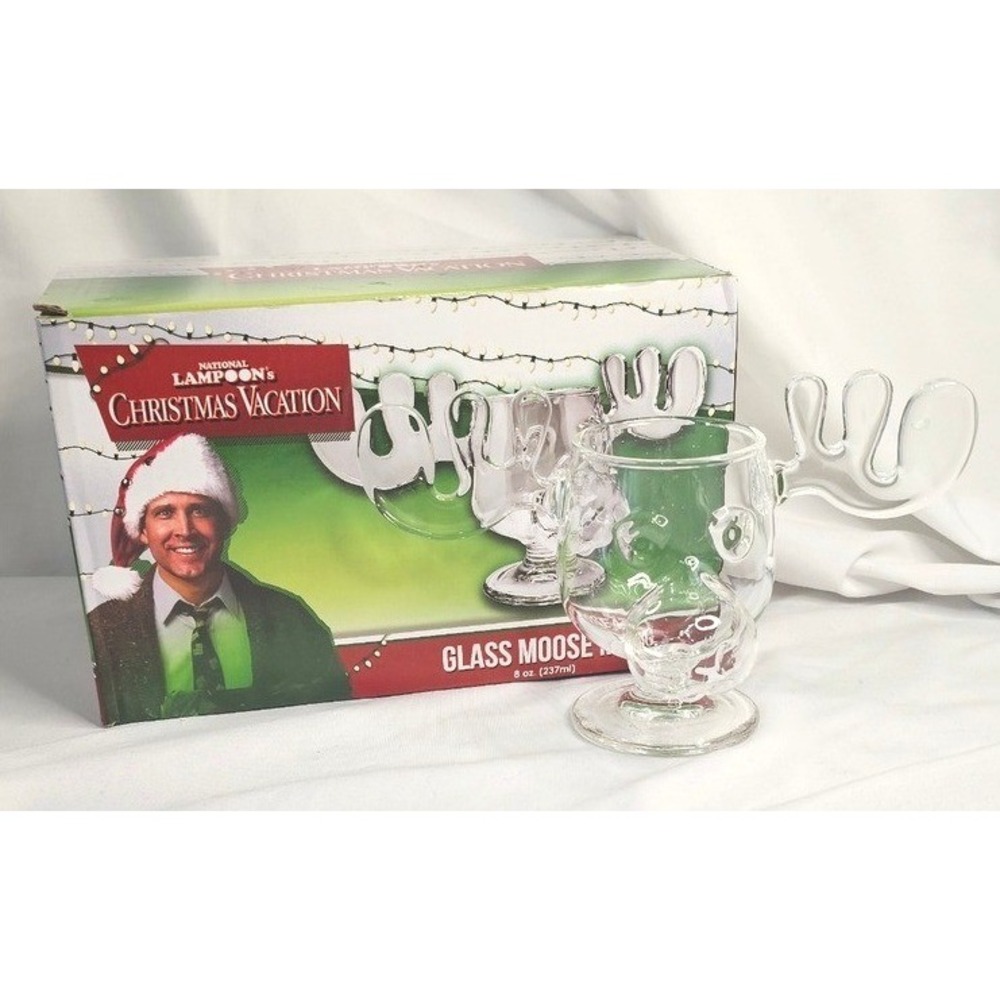 National Lampoon's Christmas Vacation Glass Moose Mug 8oz Spoontiques Box